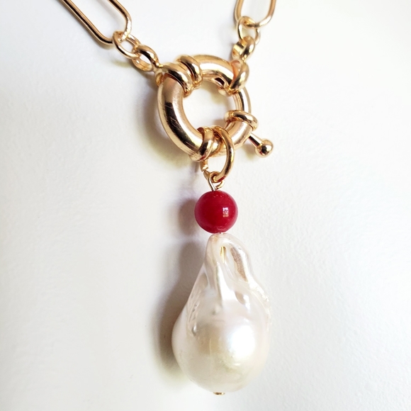 Boho Asymmetric Rough Pearl Necklace - Gold change - Picture 4 of 12